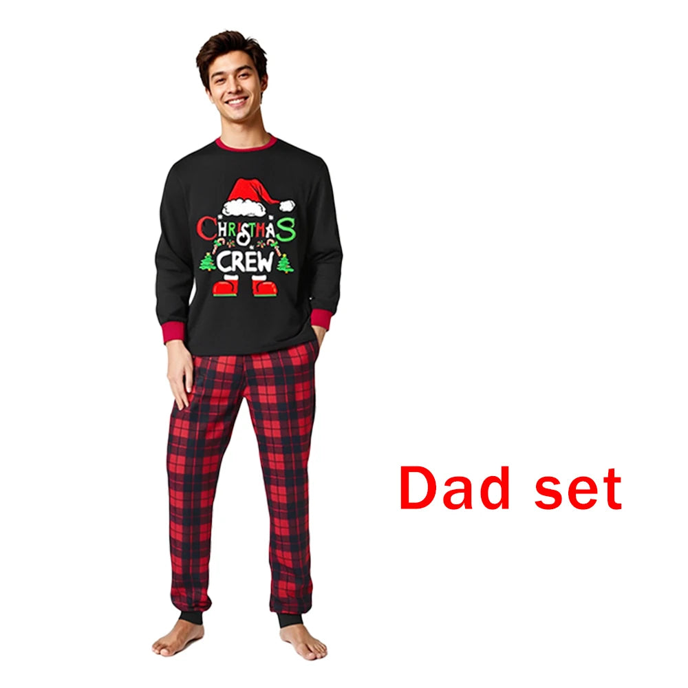 2025 New Year Christmas Cosplay Costume Pajama 2Pcs Santa Claus Hat Pattern Printed Pyjama Homewear Autumn and Winter Loungewear