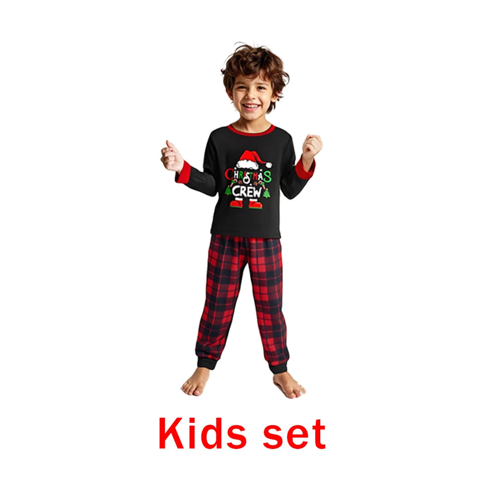 2025 New Year Christmas Cosplay Costume Pajama 2Pcs Santa Claus Hat Pattern Printed Pyjama Homewear Autumn and Winter Loungewear